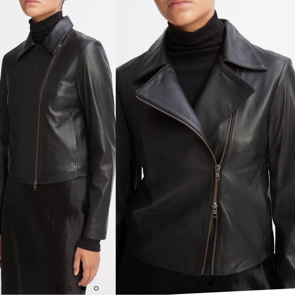 Vince Leather Cross Front Moto Jacket Small